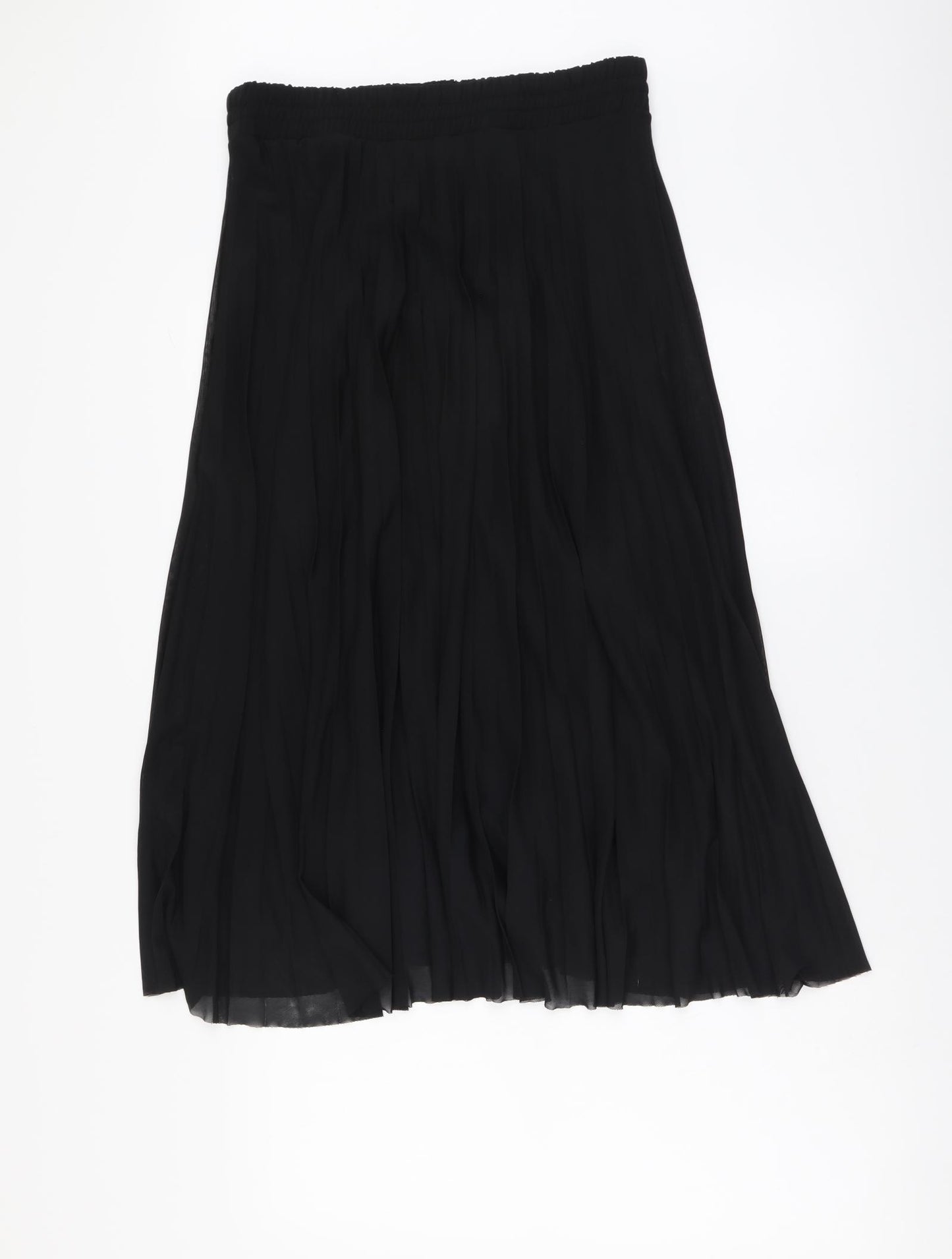 F&F Womens Black Polyester Pleated Skirt Size 12 Drawstring