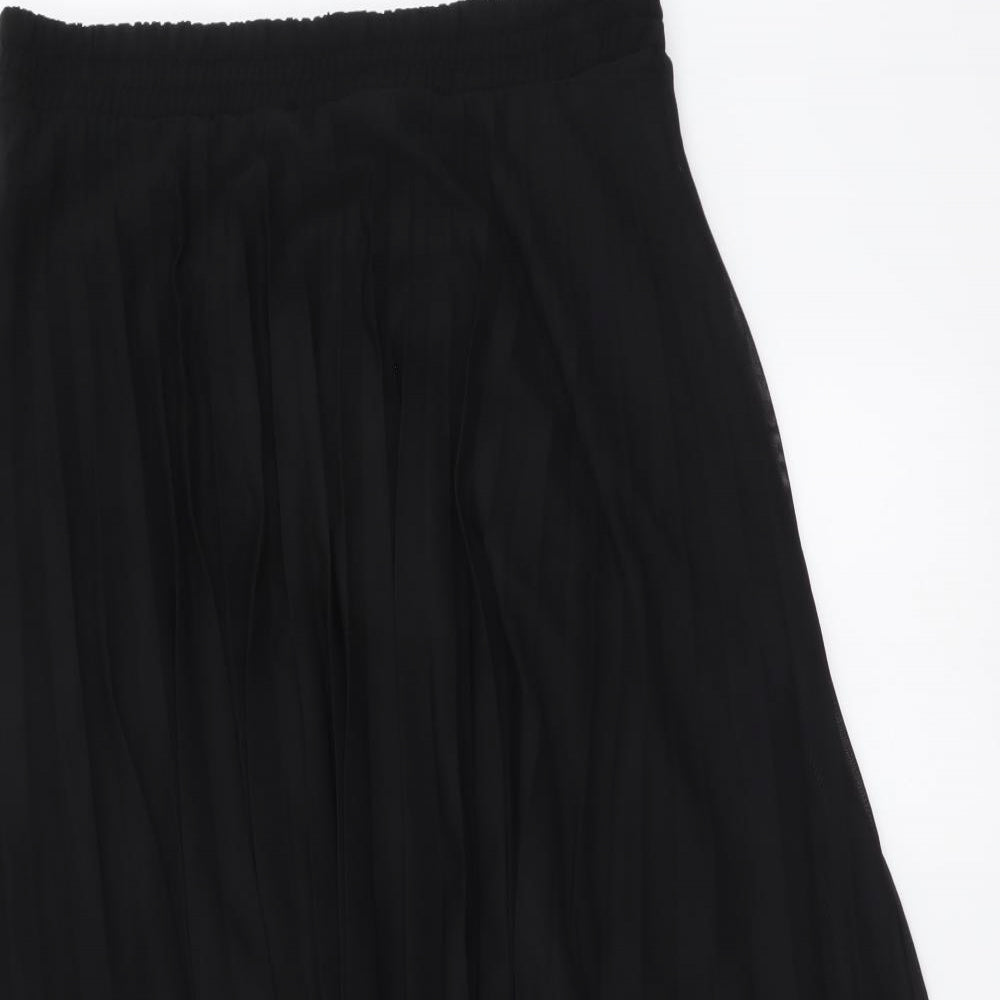 F&F Womens Black Polyester Pleated Skirt Size 12 Drawstring