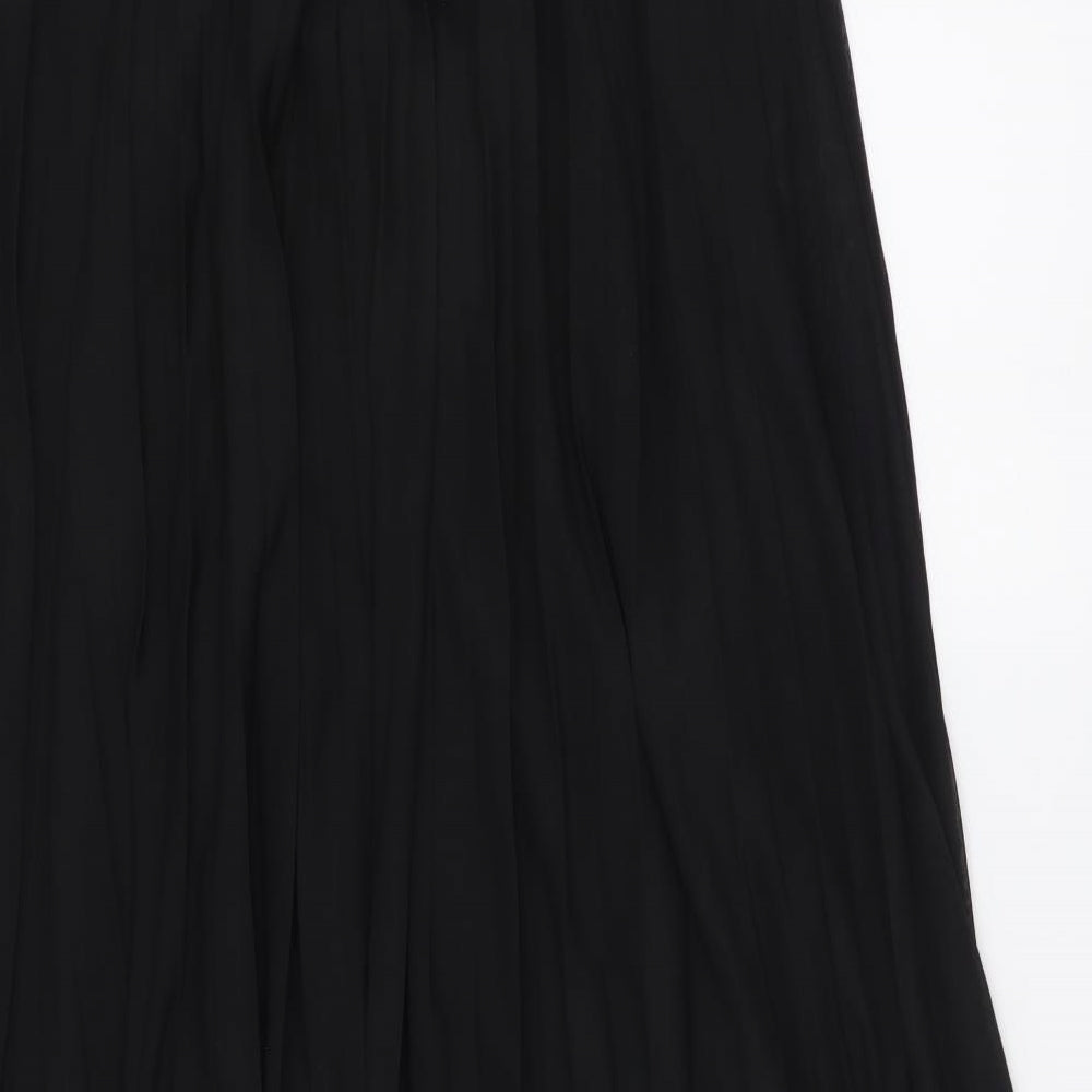 F&F Womens Black Polyester Pleated Skirt Size 12 Drawstring