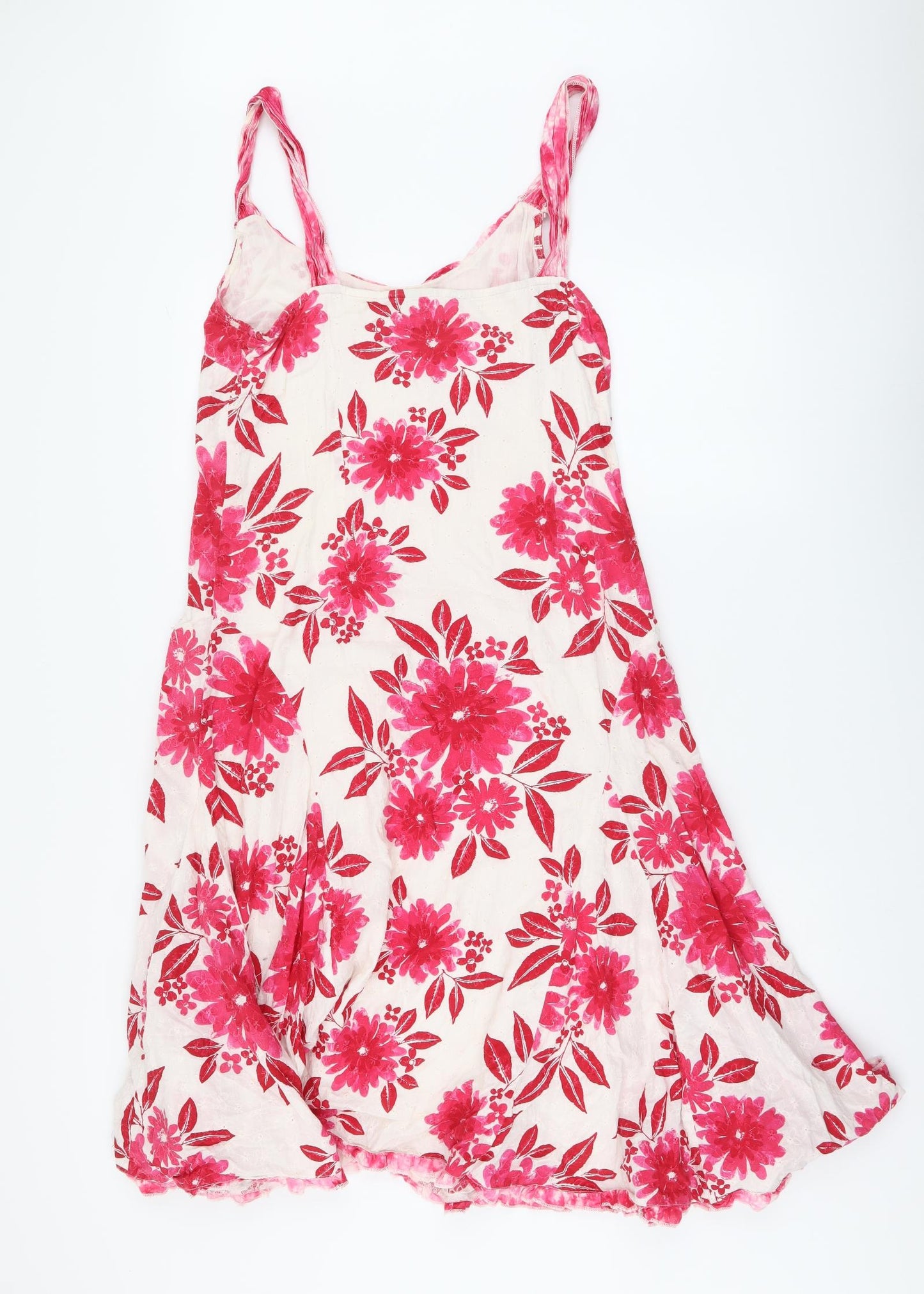 Per Una Womens Pink Floral Cotton A-Line Size 12 Round Neck Pullover