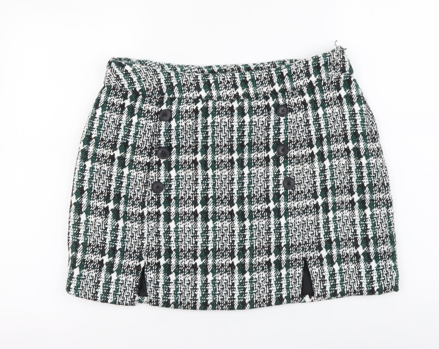 Red Herring Womens Green Plaid Polyester Mini Skirt Size 14 Zip