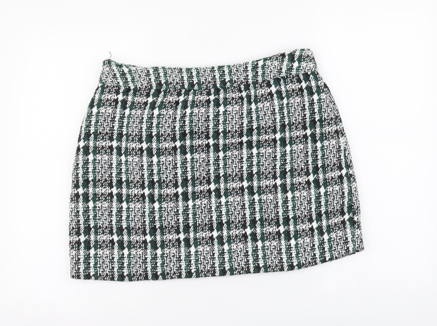 Red Herring Womens Green Plaid Polyester Mini Skirt Size 14 Zip