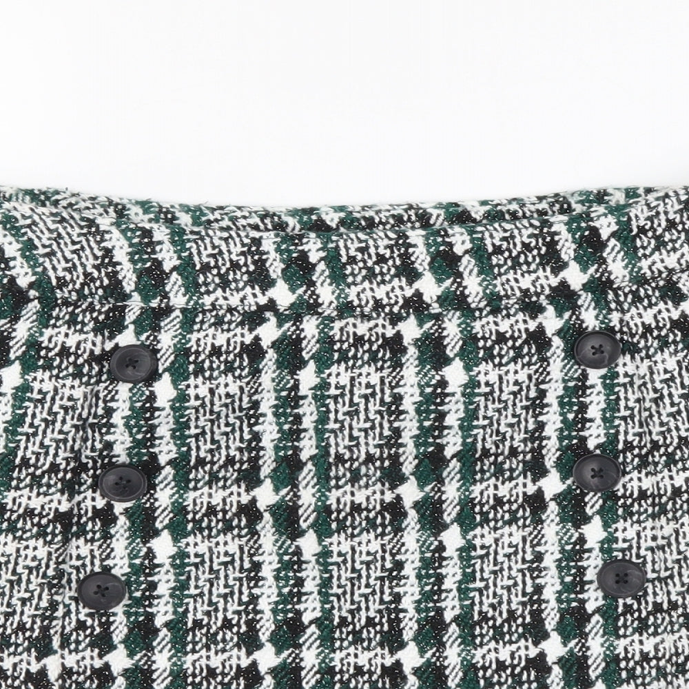 Red Herring Womens Green Plaid Polyester Mini Skirt Size 14 Zip