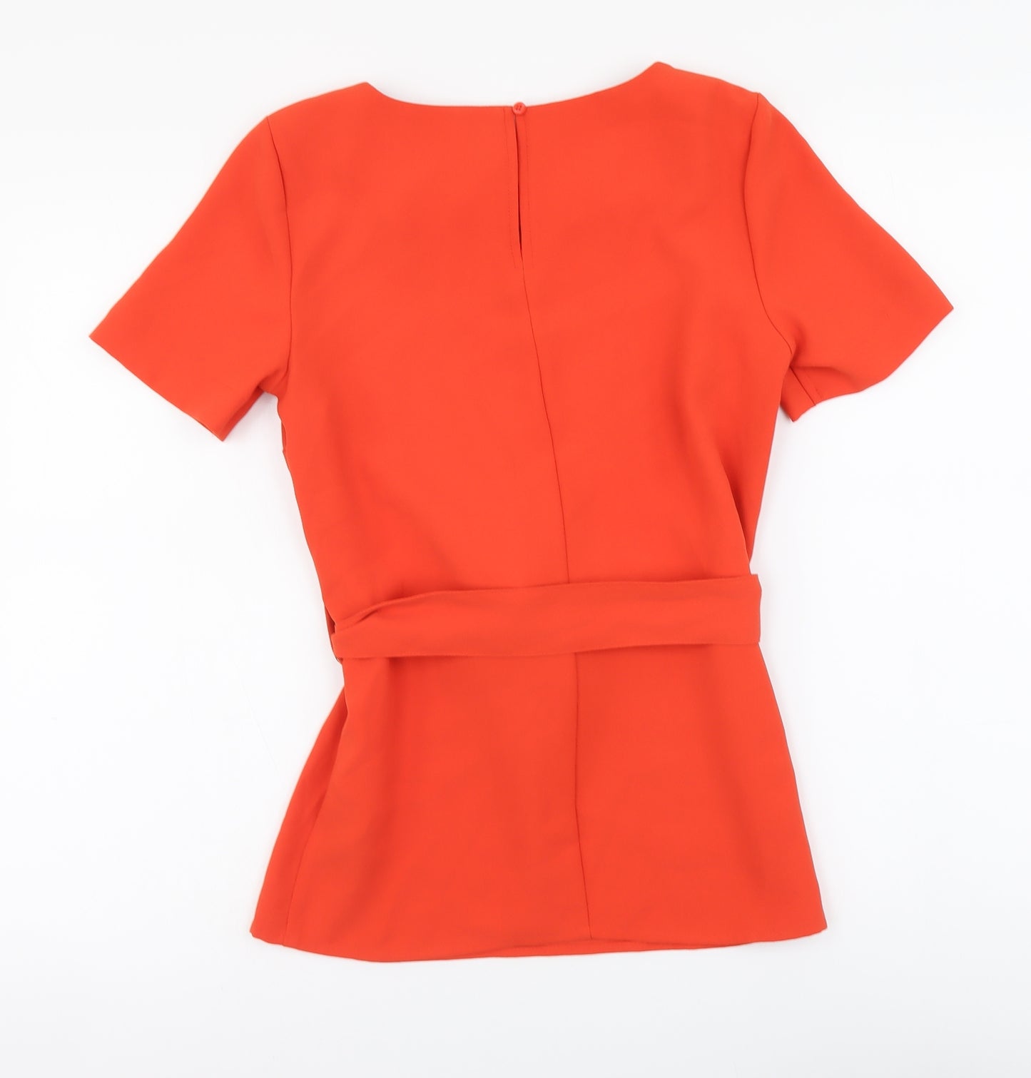 NEXT Womens Orange Polyester Basic Blouse Size 6 Round Neck