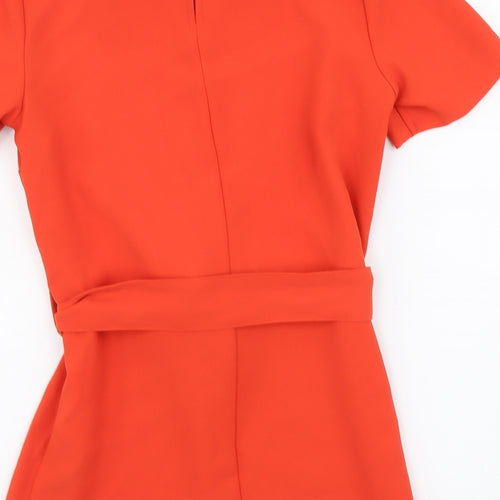 NEXT Womens Orange Polyester Basic Blouse Size 6 Round Neck