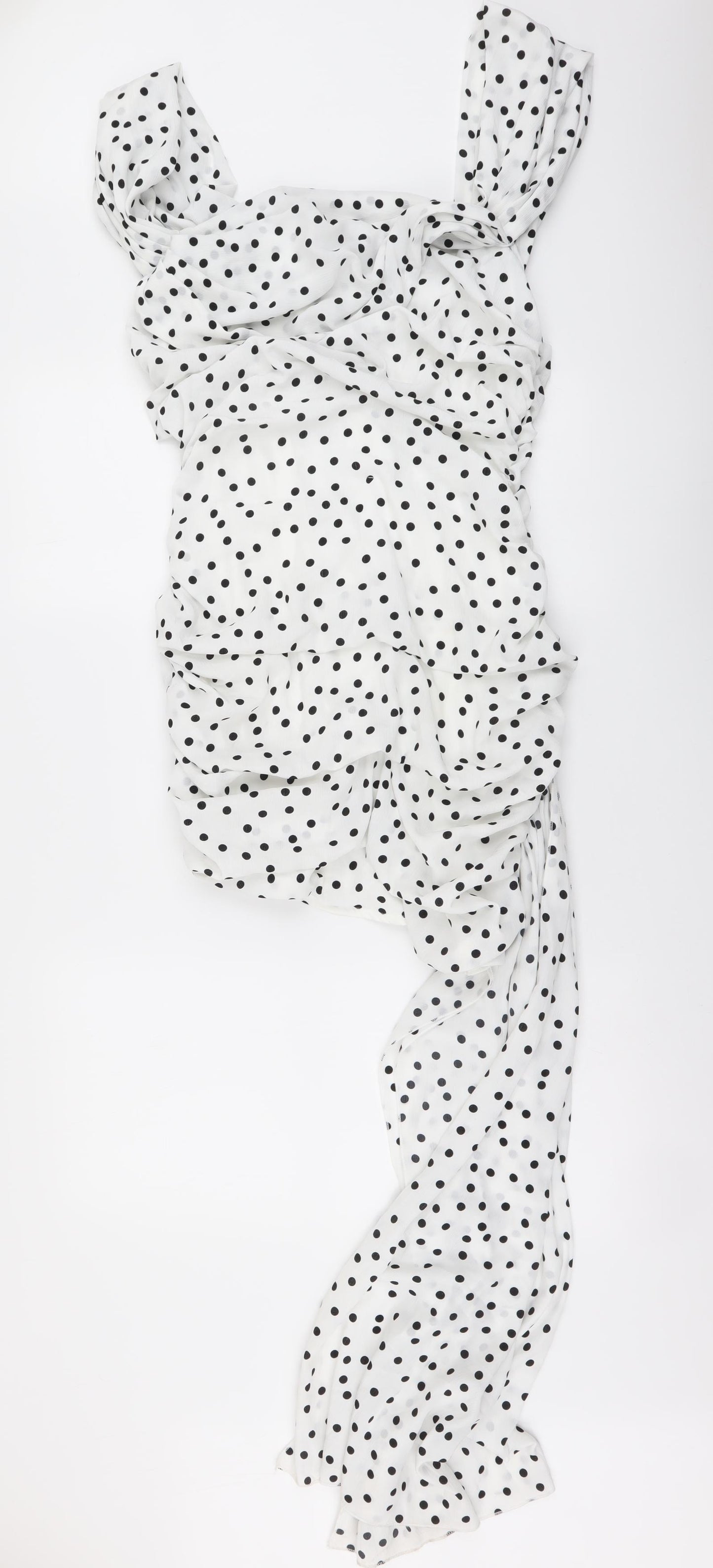 In the Style Womens White Polka Dot Polyester Mini Size M Square Neck Zip
