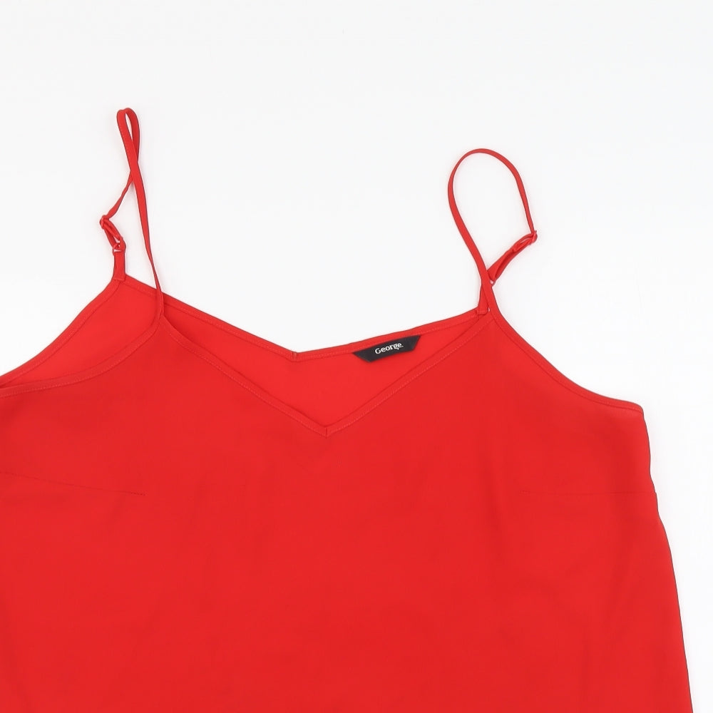 George Womens Red Polyester Camisole Tank Size 12 V-Neck