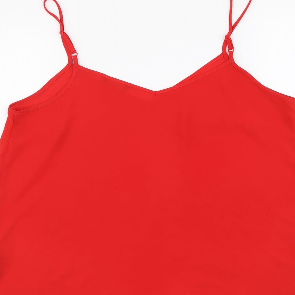 George Womens Red Polyester Camisole Tank Size 12 V-Neck