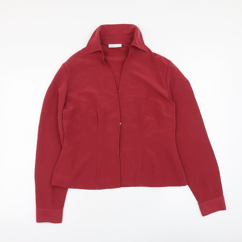 Minosa Womens Red Polyester Basic Button-Up Size 12 Collared