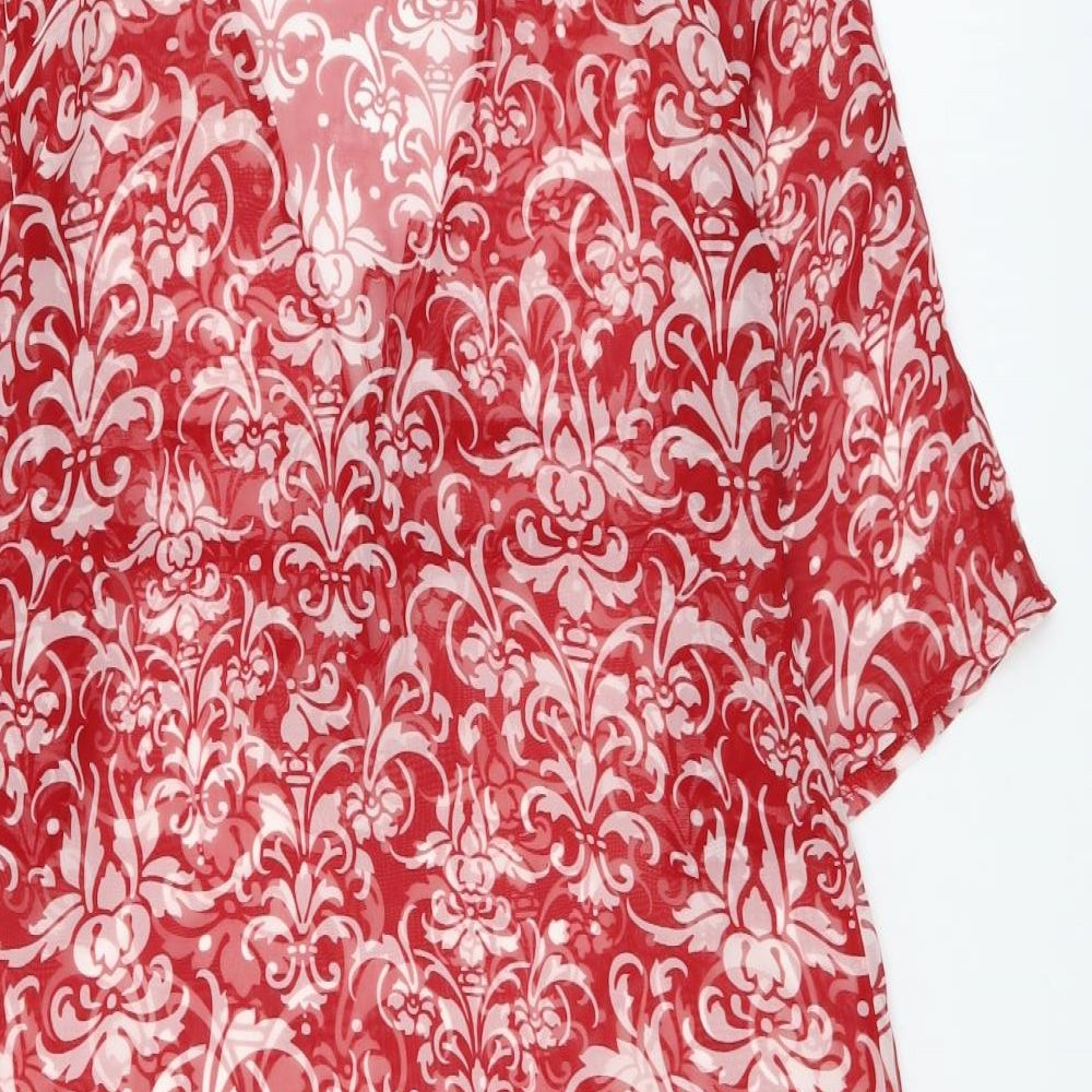 NEXT Womens Red Geometric Polyester A-Line Size 12 V-Neck Pullover - Beachwear