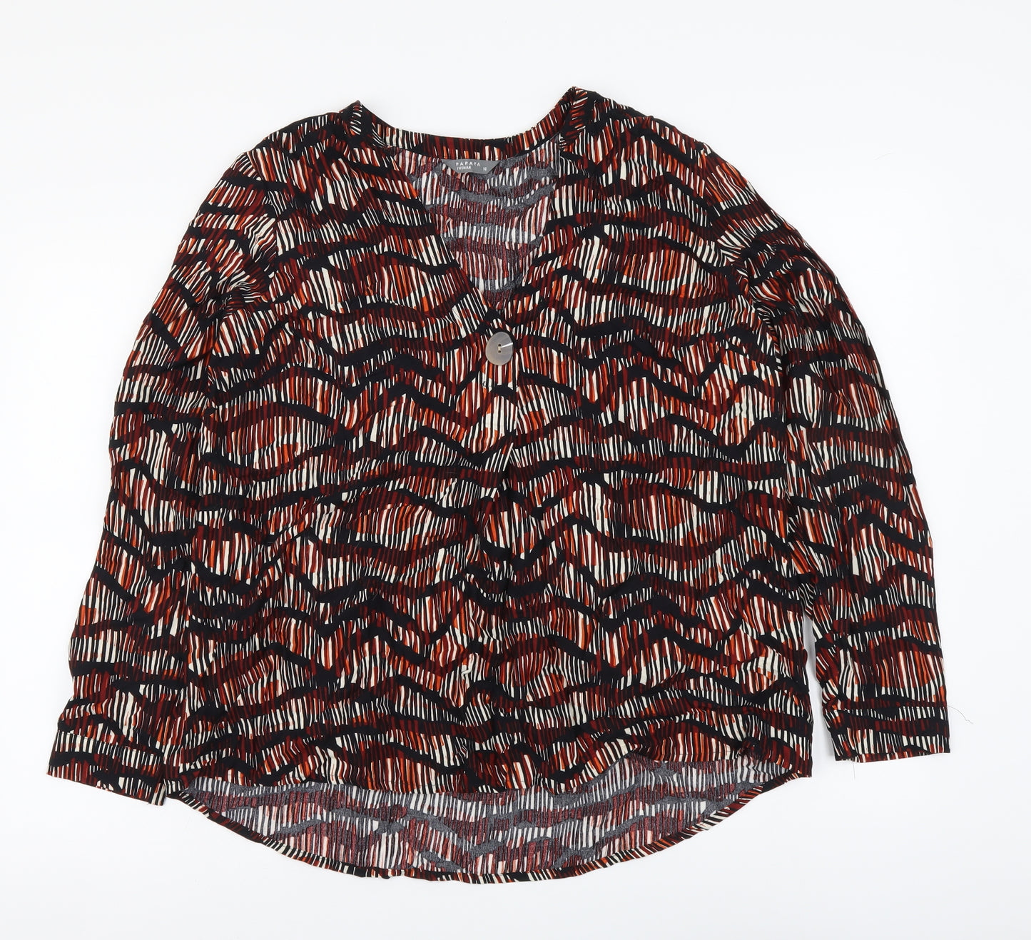 Papaya Womens Multicoloured Geometric Viscose Basic Blouse Size 14 V-Neck