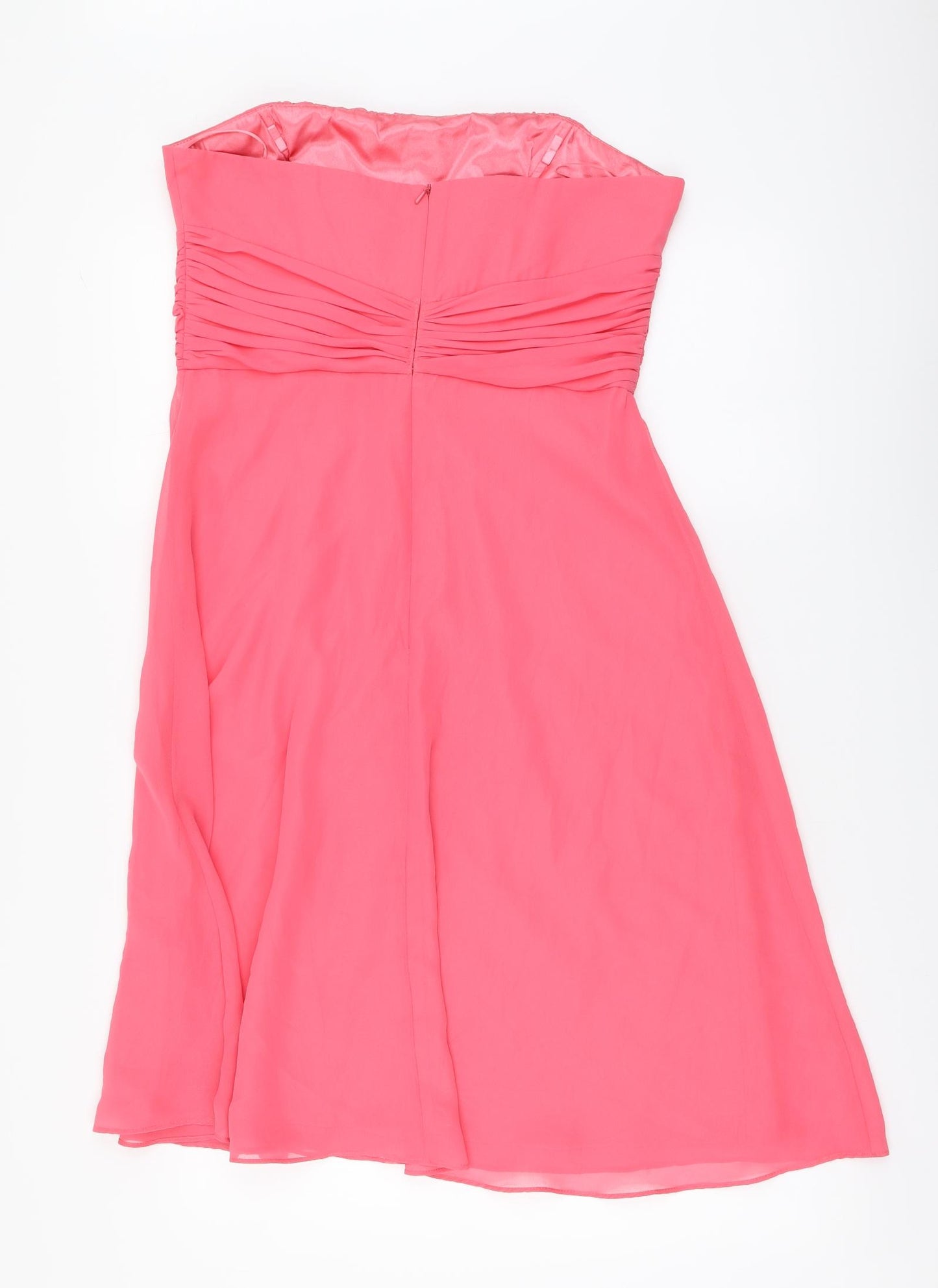 Ariella Womens Pink Polyester A-Line Size 14 Off the Shoulder Zip