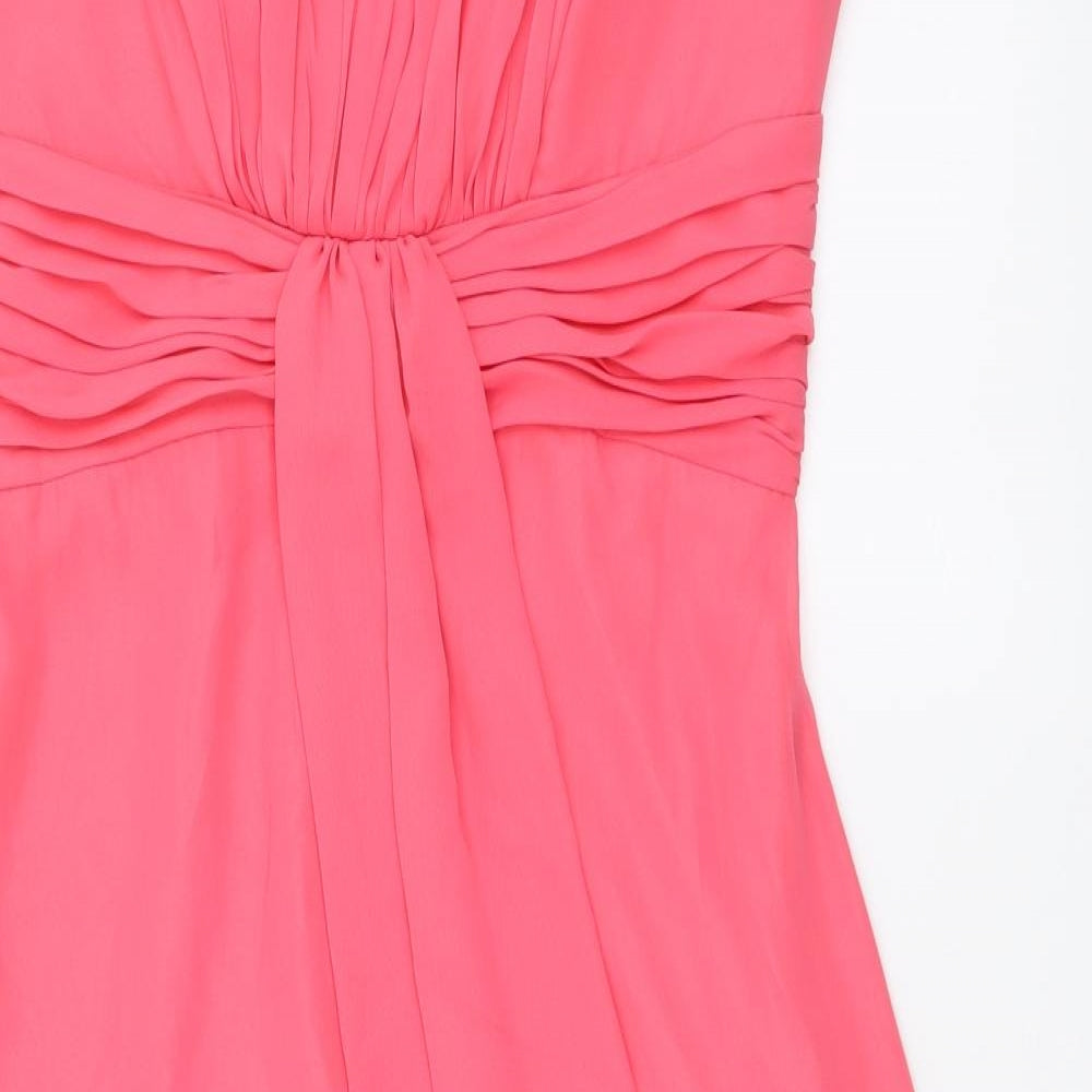 Ariella Womens Pink Polyester A-Line Size 14 Off the Shoulder Zip
