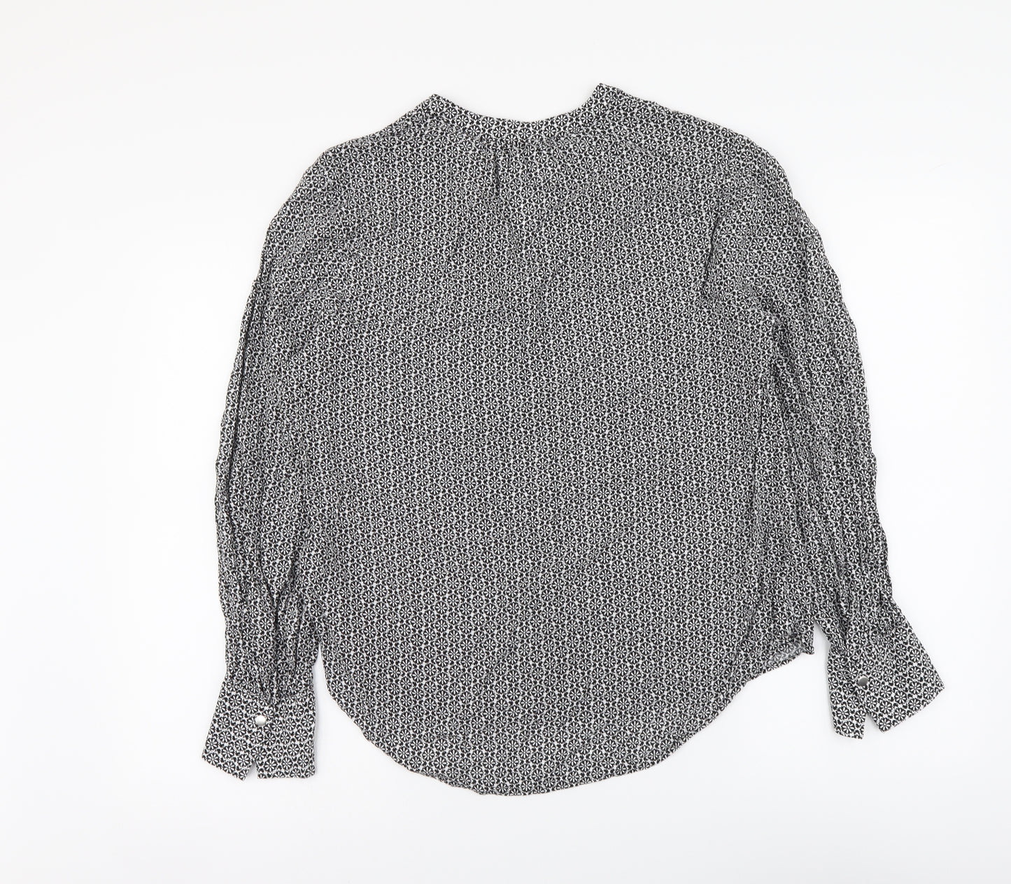 F&F Womens Black Geometric Polyester Basic Blouse Size 14 V-Neck