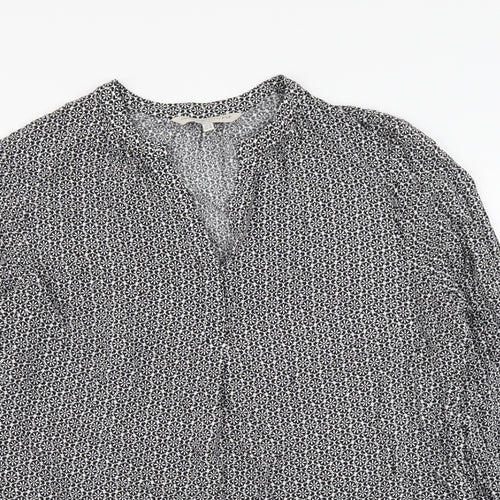 F&F Womens Black Geometric Polyester Basic Blouse Size 14 V-Neck
