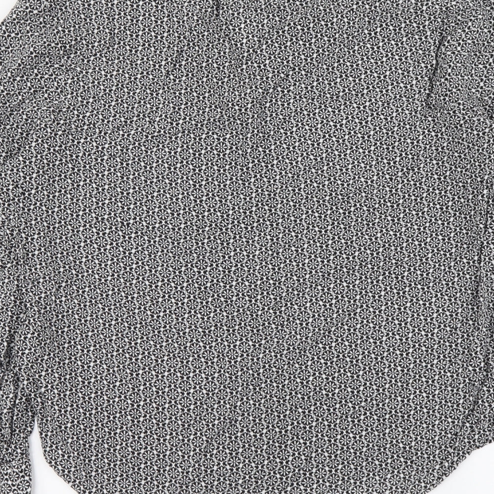 F&F Womens Black Geometric Polyester Basic Blouse Size 14 V-Neck