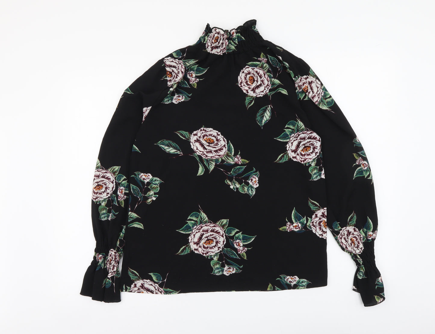 AX Paris Womens Black Floral Polyester Basic Blouse Size 8 Halter
