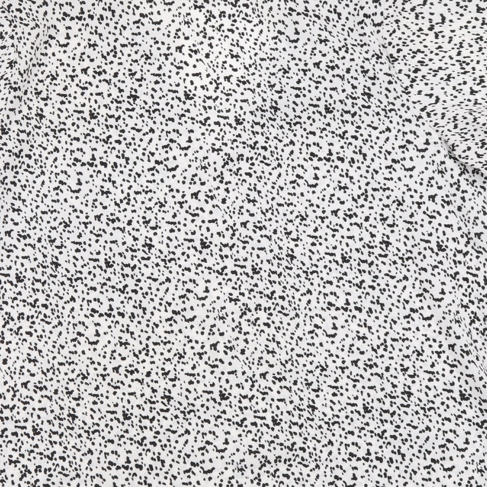 Papaya Womens White Geometric Polyester Basic Blouse Size 12 V-Neck