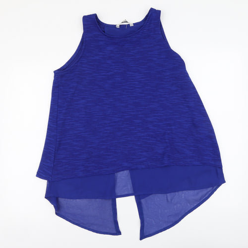 Peacocks Womens Blue Polyester Basic Blouse Size 14 Round Neck