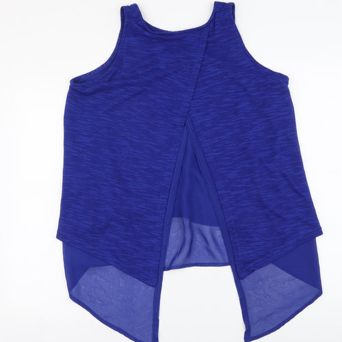 Peacocks Womens Blue Polyester Basic Blouse Size 14 Round Neck