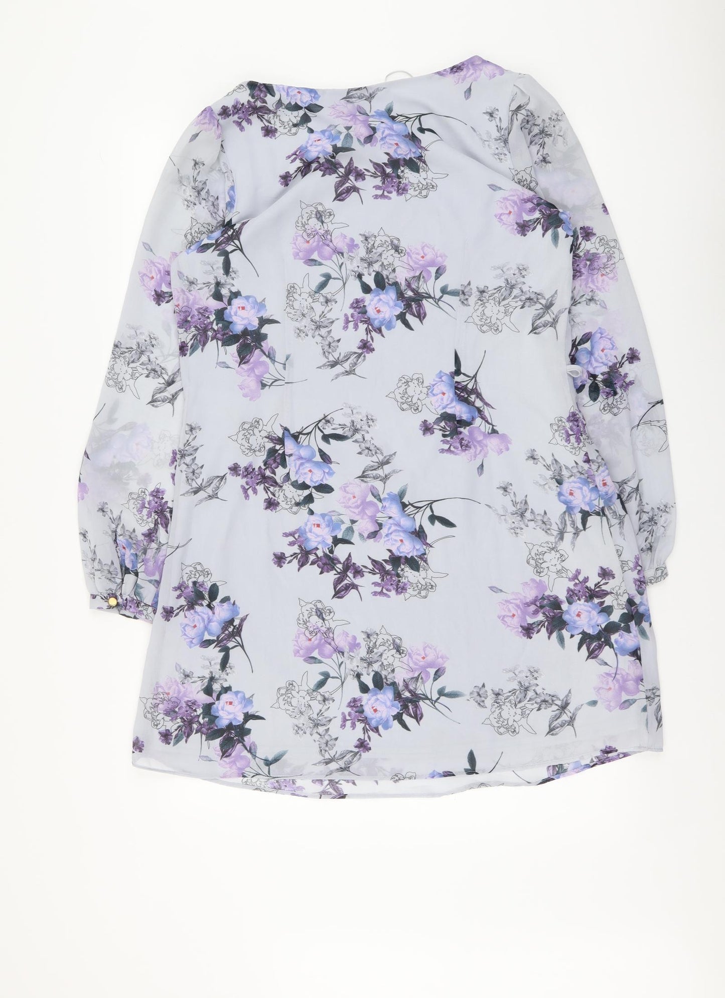 Atmosphere Womens Blue Floral Polyester A-Line Size 12 Round Neck Pullover