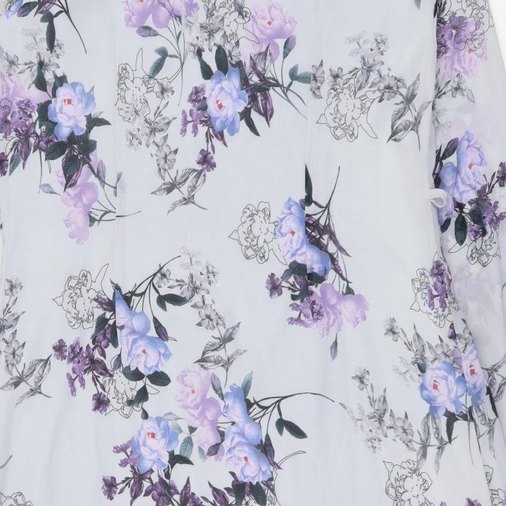 Atmosphere Womens Blue Floral Polyester A-Line Size 12 Round Neck Pullover