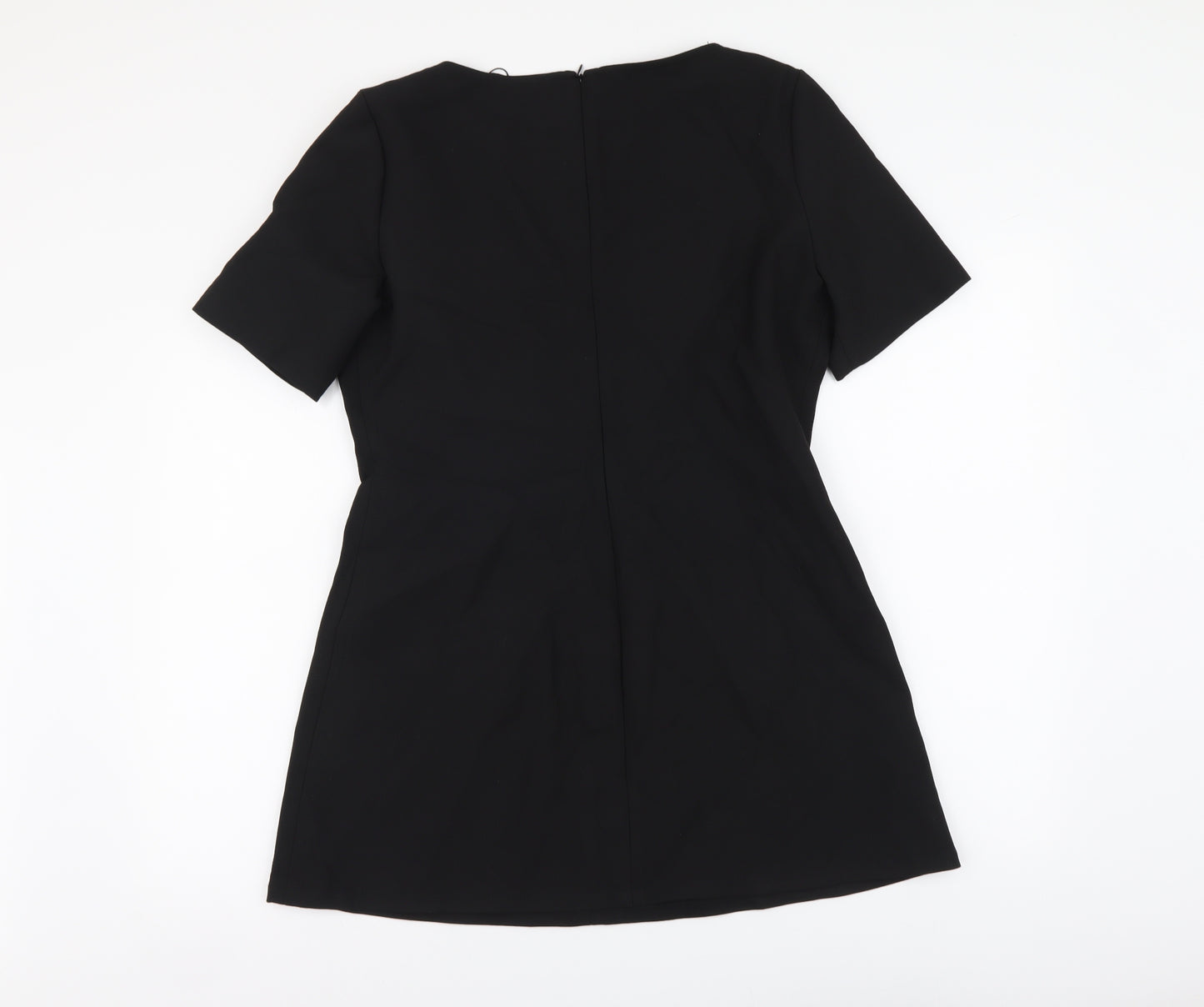 Zara Womens Black Polyester Tunic Blouse Size XL Round Neck