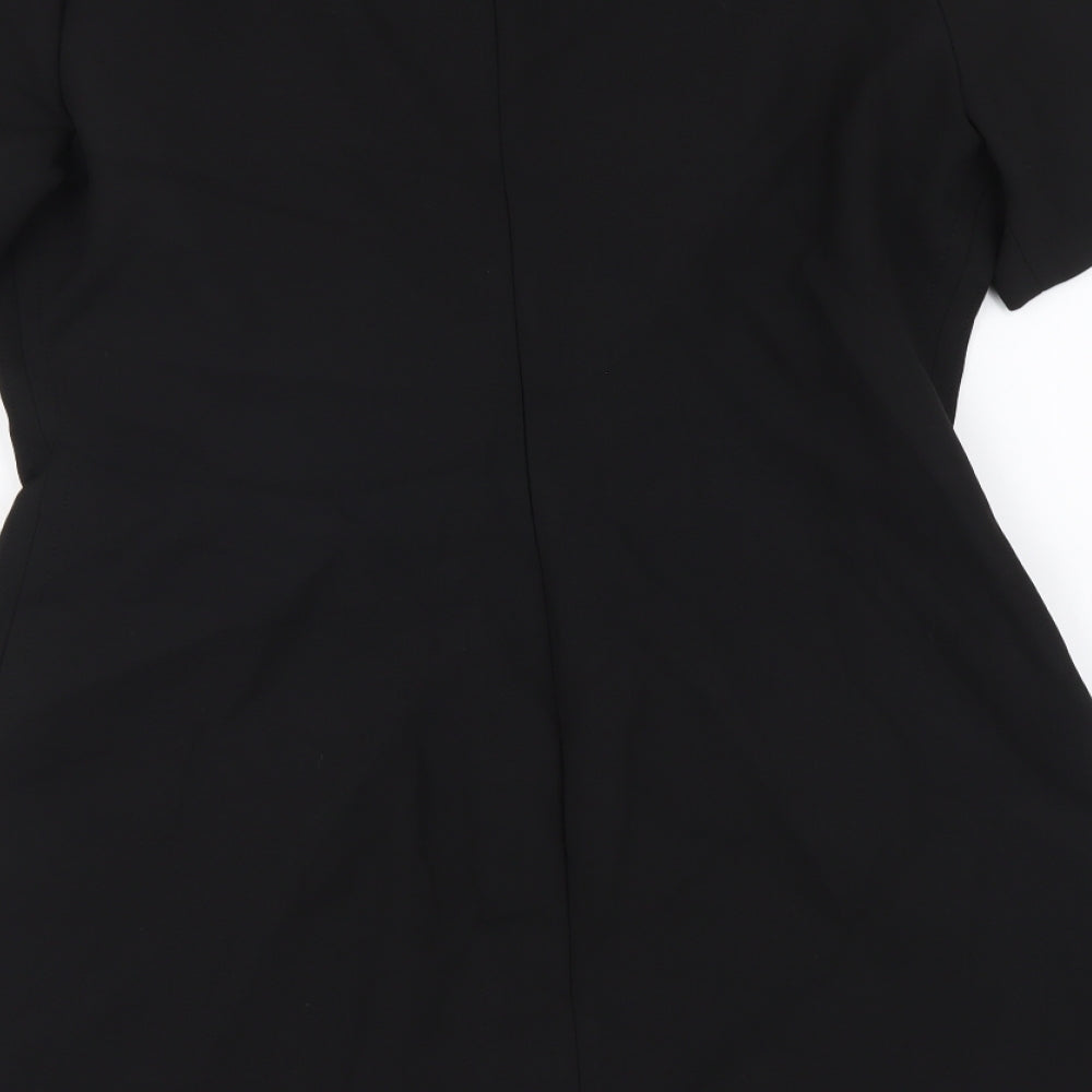 Zara Womens Black Polyester Tunic Blouse Size XL Round Neck
