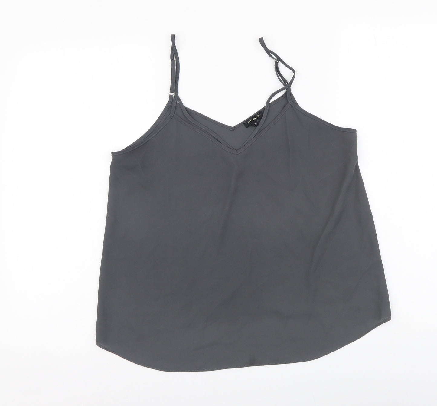 River Island Womens Grey Polyester Camisole Tank Size 10 V-Neck