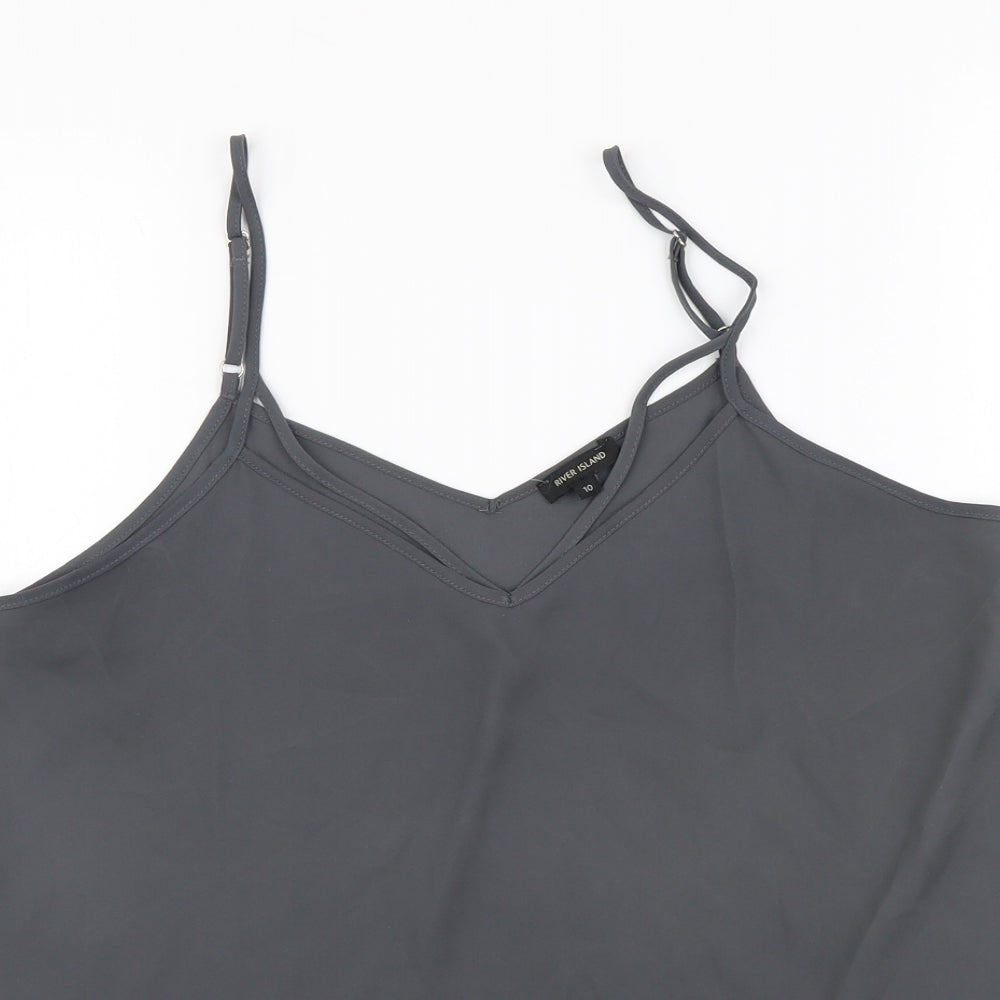 River Island Womens Grey Polyester Camisole Tank Size 10 V-Neck