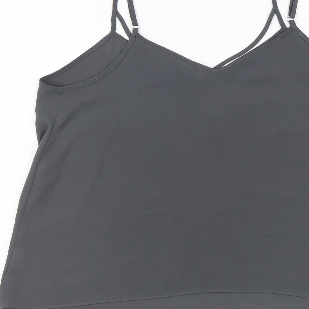 River Island Womens Grey Polyester Camisole Tank Size 10 V-Neck