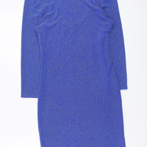 Atmosphere Womens Blue Nylon Bodycon Size 10 Round Neck Pullover