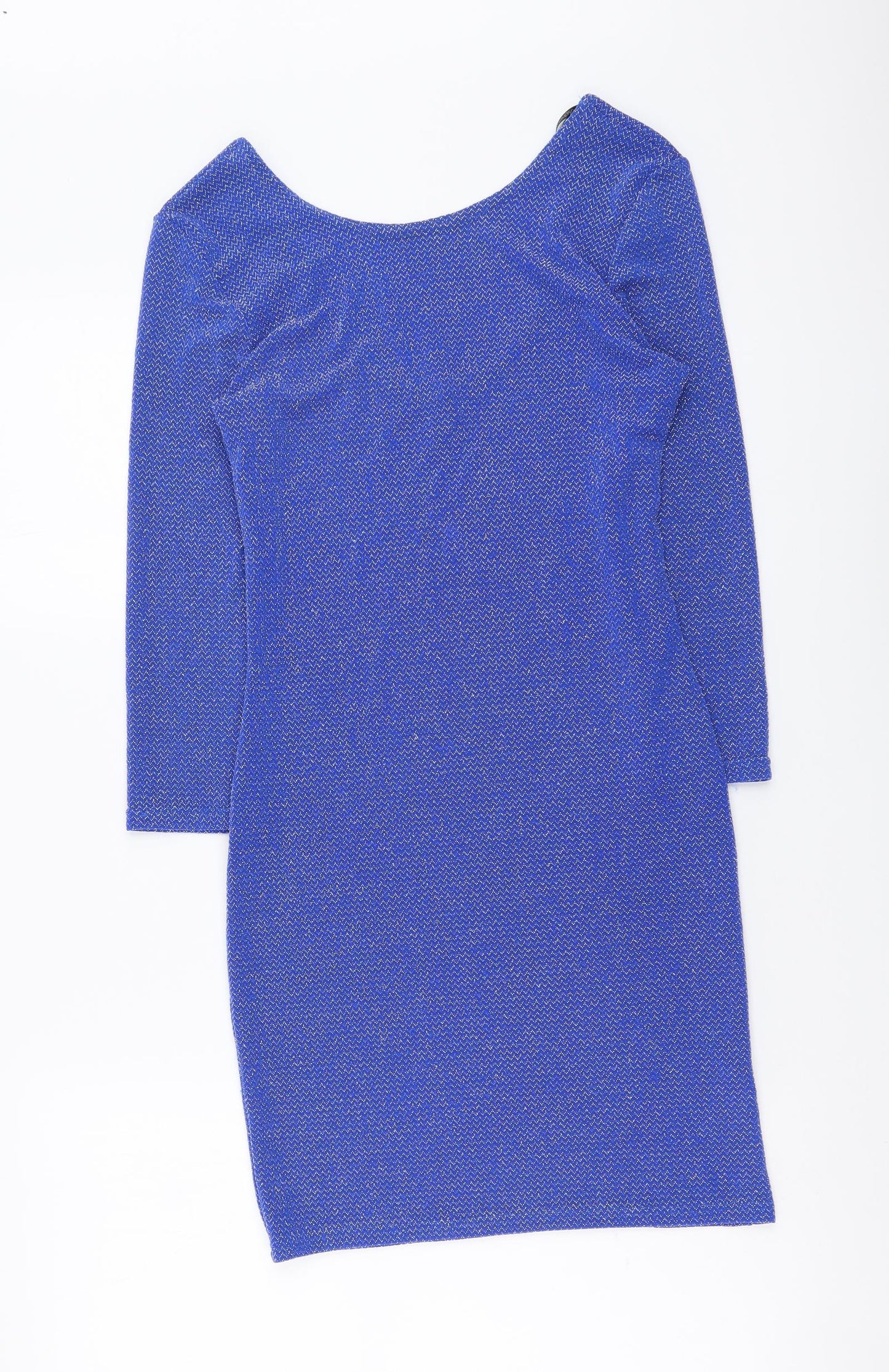 Atmosphere Womens Blue Nylon Bodycon Size 10 Round Neck Pullover