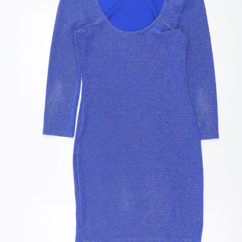 Atmosphere Womens Blue Nylon Bodycon Size 10 Round Neck Pullover