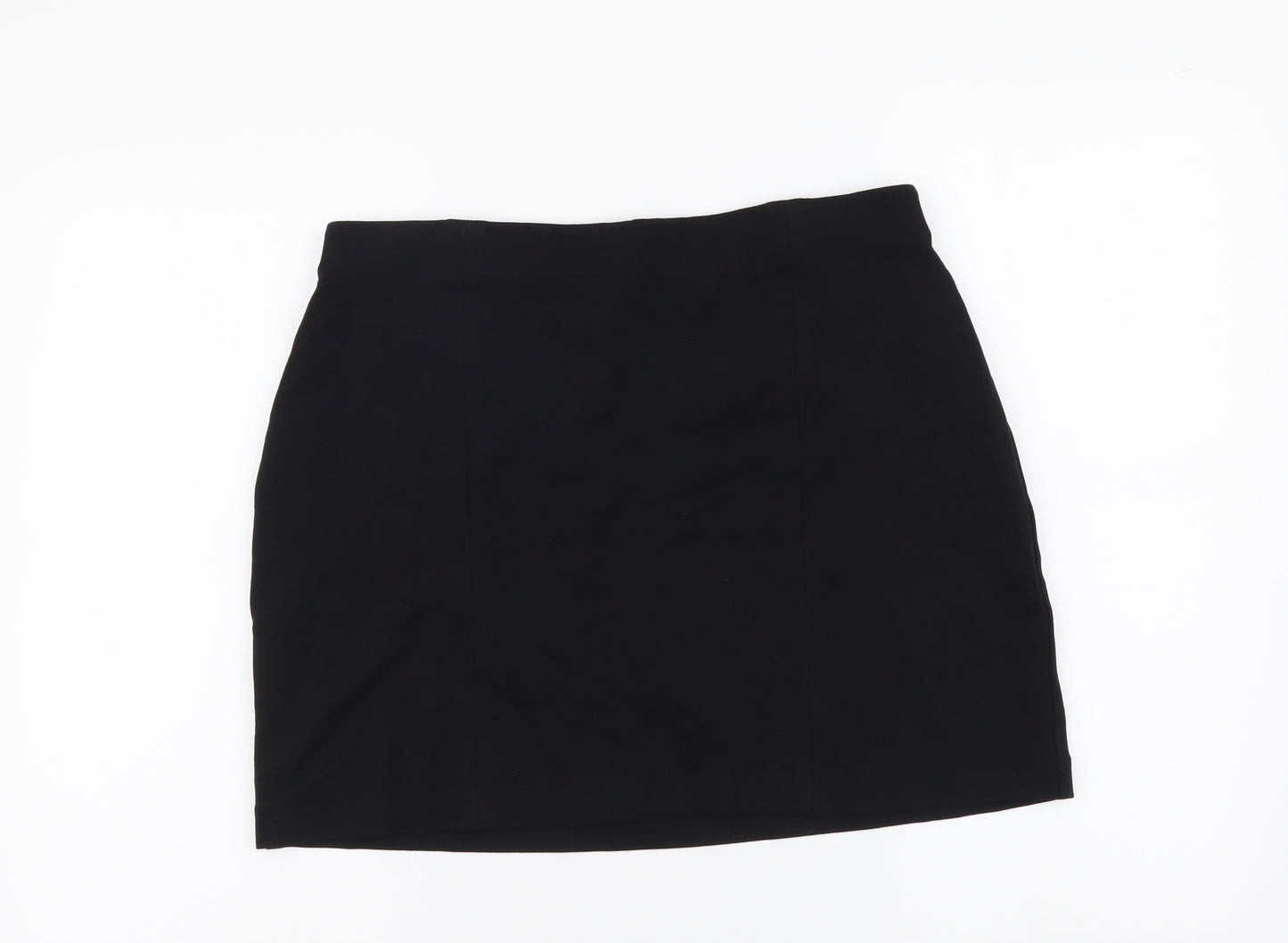 Marks and Spencer Womens Black Viscose Mini Skirt Size 14 Drawstring