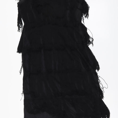 Fenrick Womens Black Polyester A-Line Size L Round Neck Zip