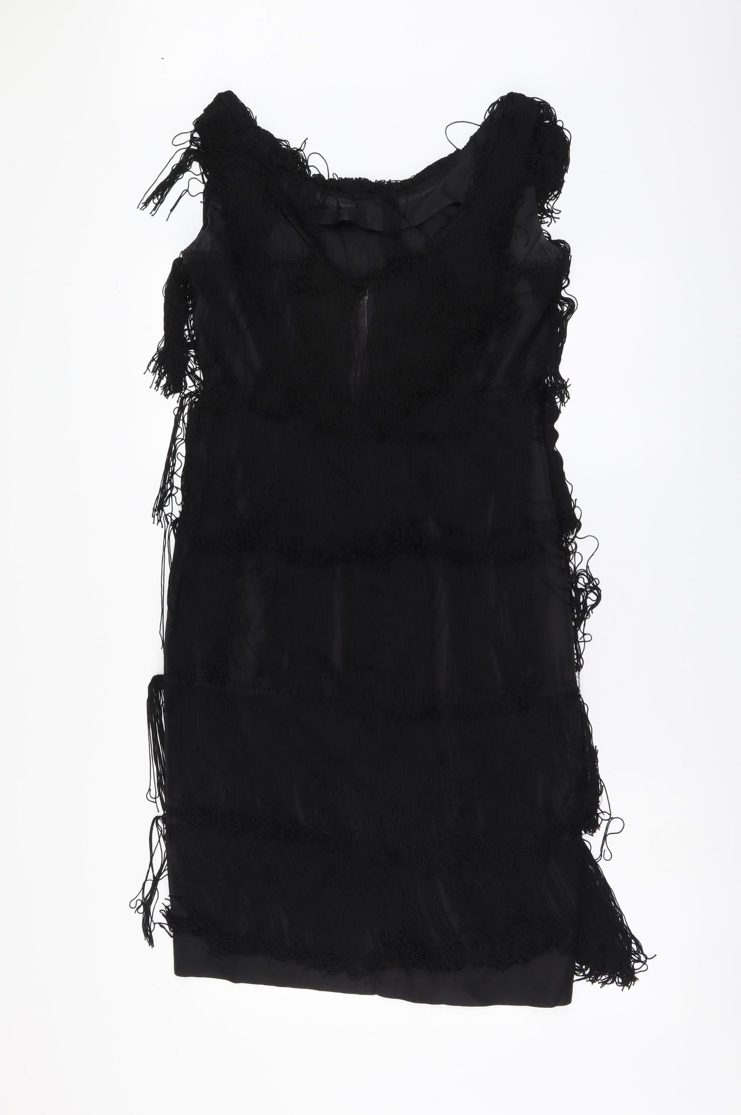Fenrick Womens Black Polyester A-Line Size L Round Neck Zip