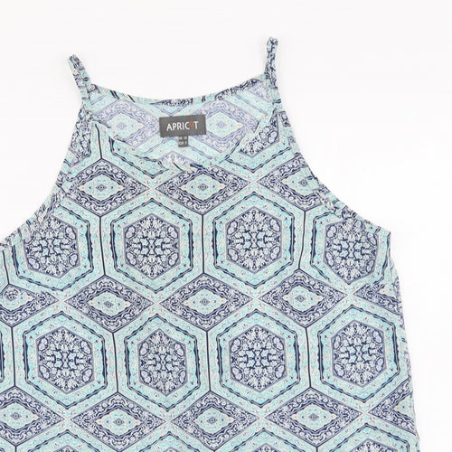 Apricot Womens Blue Geometric Polyester Basic Blouse Size 10 Round Neck