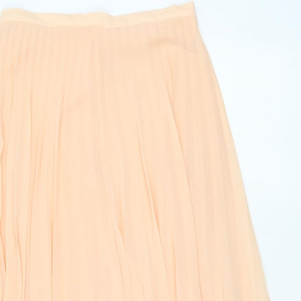 New Look Womens Pink Polyester Pleated Skirt Size 10 Zip