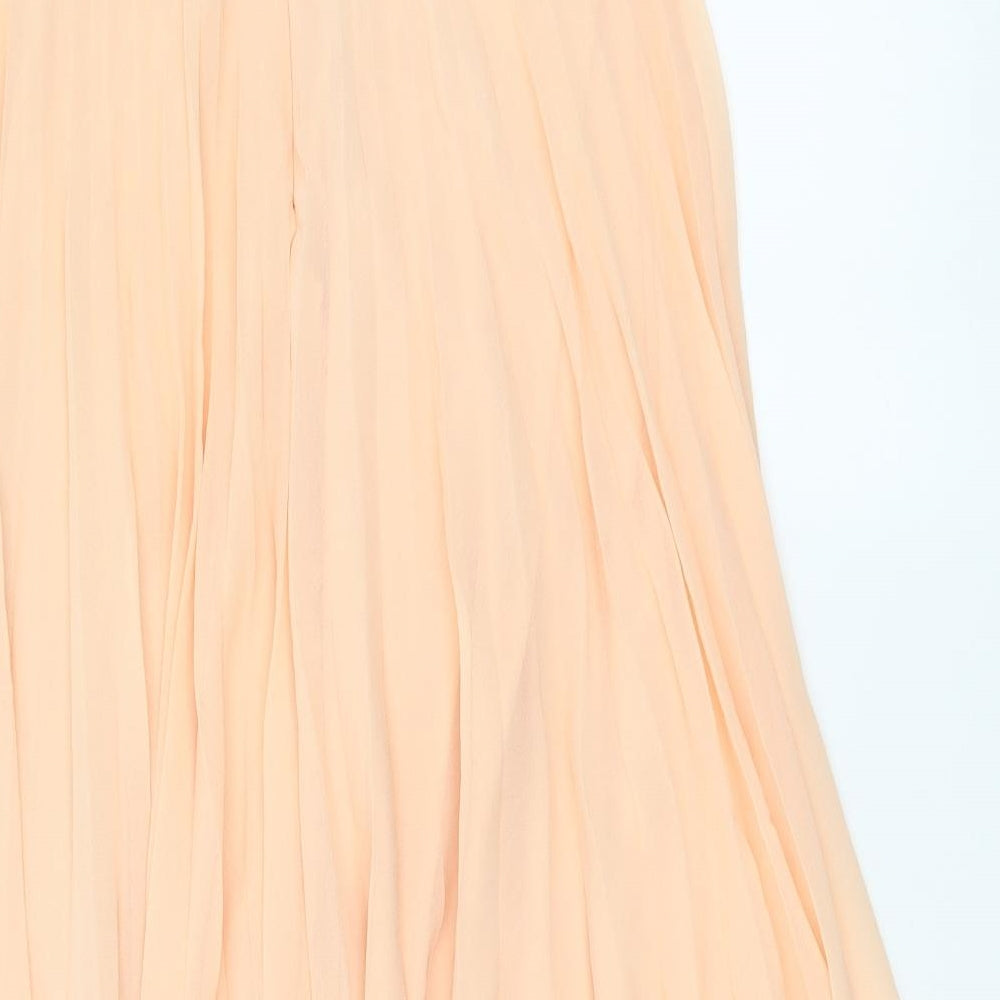 New Look Womens Pink Polyester Pleated Skirt Size 10 Zip