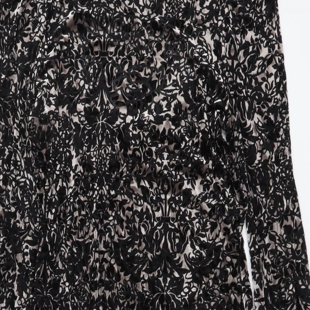 Red Herring Womens Black Geometric Polyester Bodycon Size 10 Round Neck Pullover