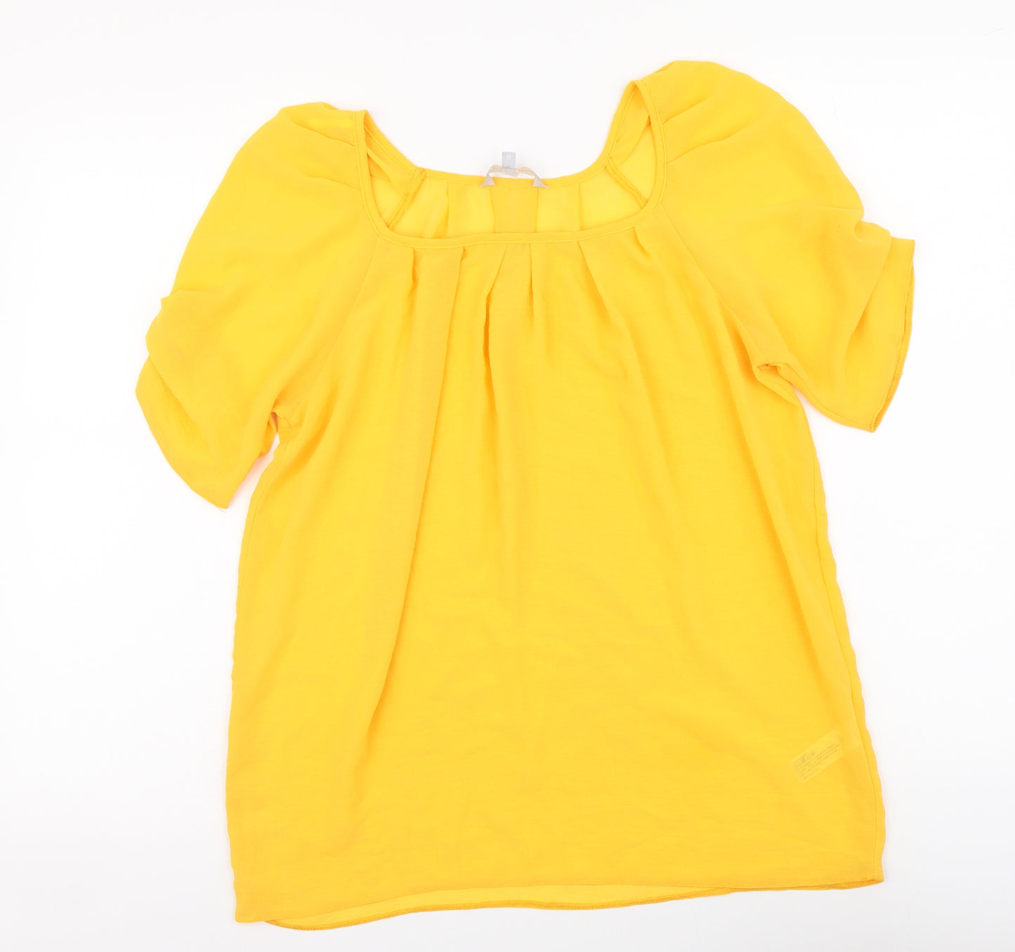 Red Herring Womens Yellow Polyester Basic Blouse Size 10 Scoop Neck