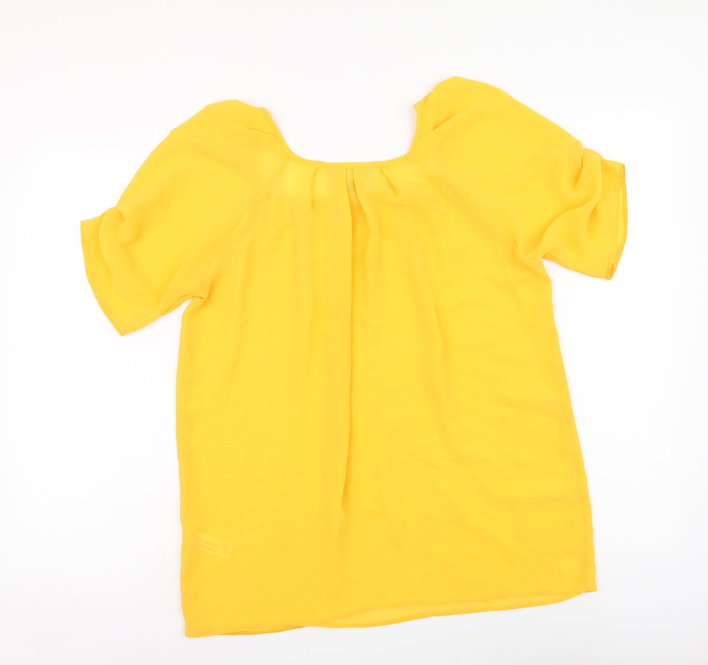 Red Herring Womens Yellow Polyester Basic Blouse Size 10 Scoop Neck