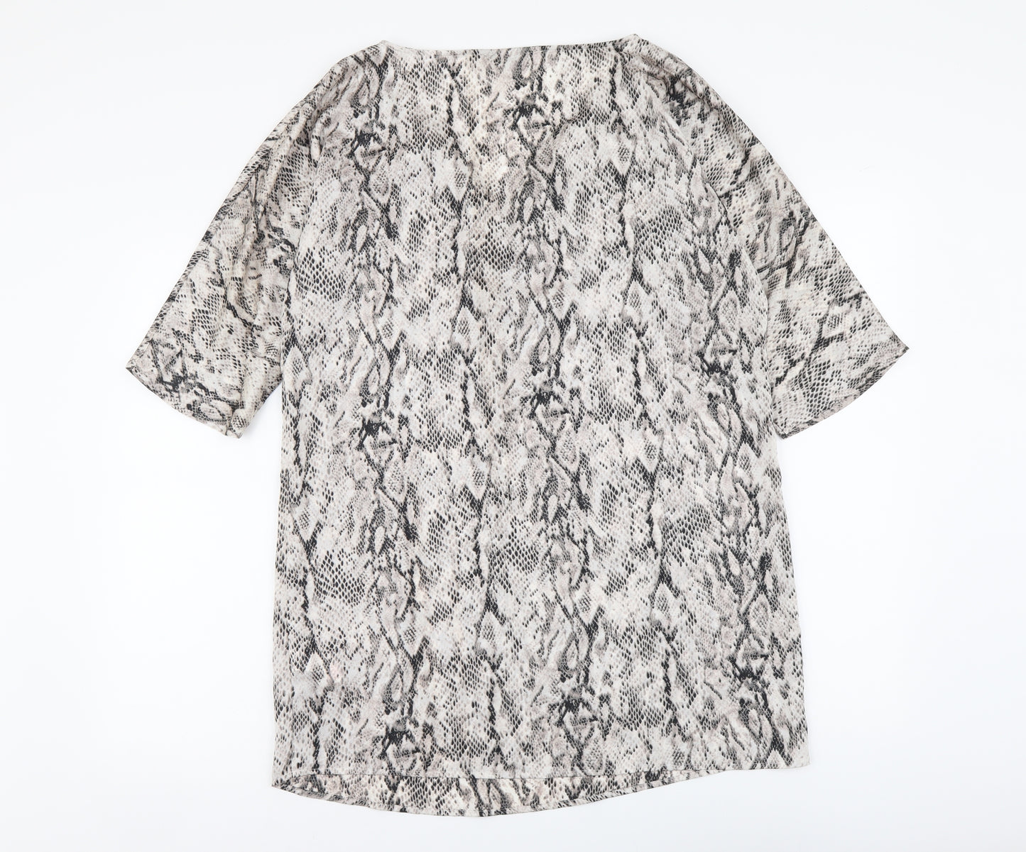 Autograph Womens Beige Animal Print Polyester Tunic Blouse Size 12 V-Neck - Snake pattern