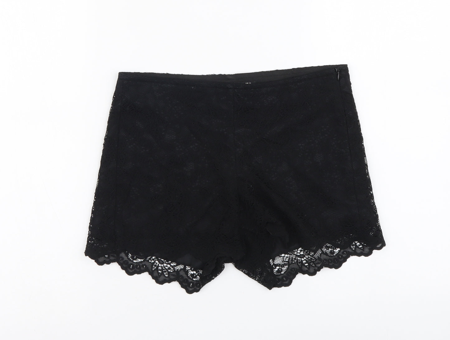 Zara Womens Black Polyester Hot Pants Shorts Size XS L3 in Regular Zip