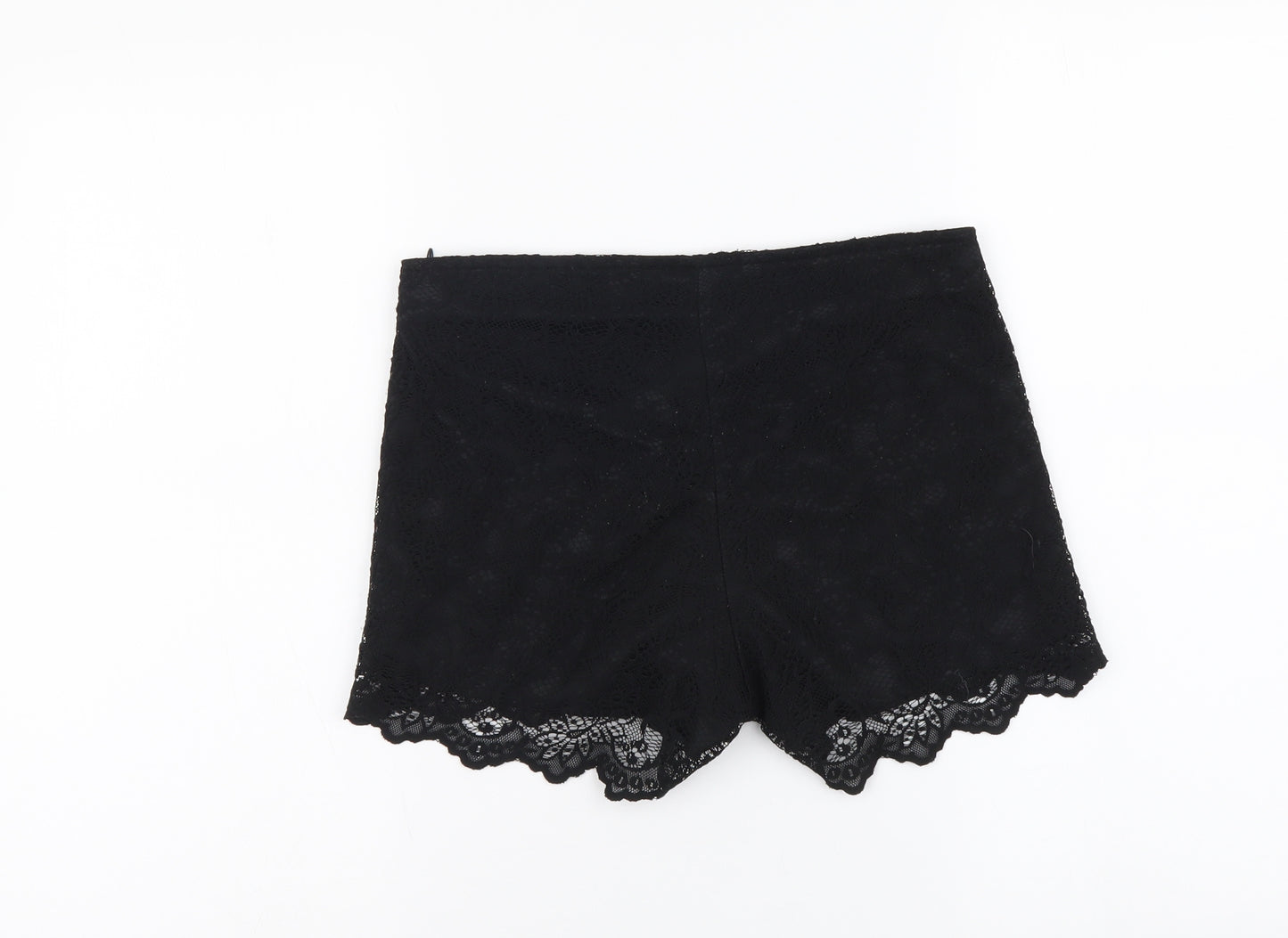 Zara Womens Black Polyester Hot Pants Shorts Size XS L3 in Regular Zip