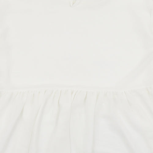 Made in Italy Womens White Polyester Basic Blouse Size 12 Round Neck