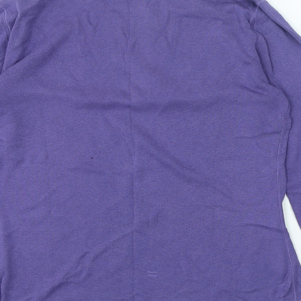 Repeat Womens Purple V-Neck Cotton Pullover Jumper Size 12
