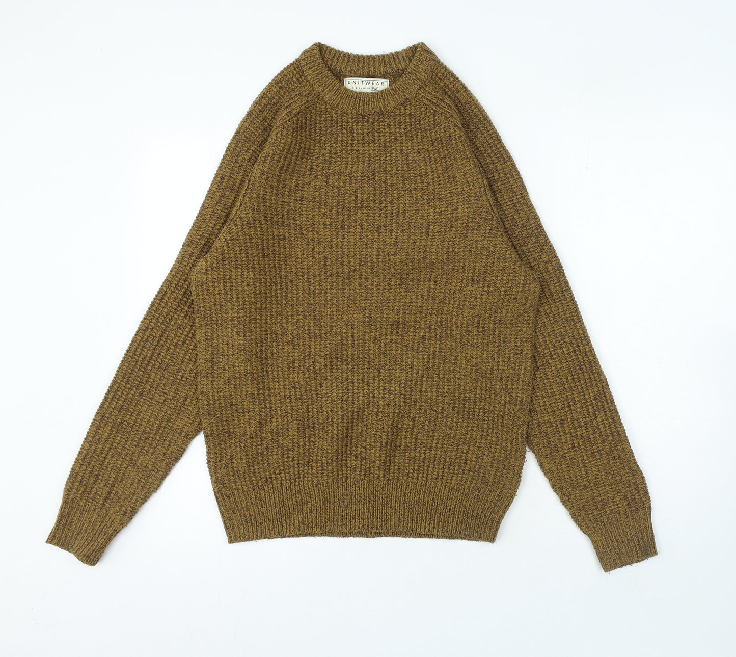 F&F Mens Yellow Crew Neck Acrylic Pullover Jumper Size S