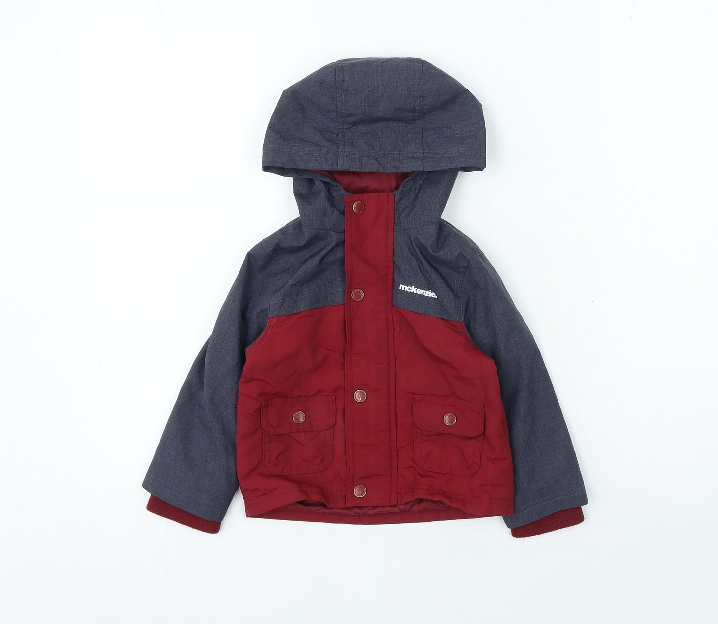 McKenzie Boys Red Colourblock Overcoat Coat Size 12-18 Months Zip